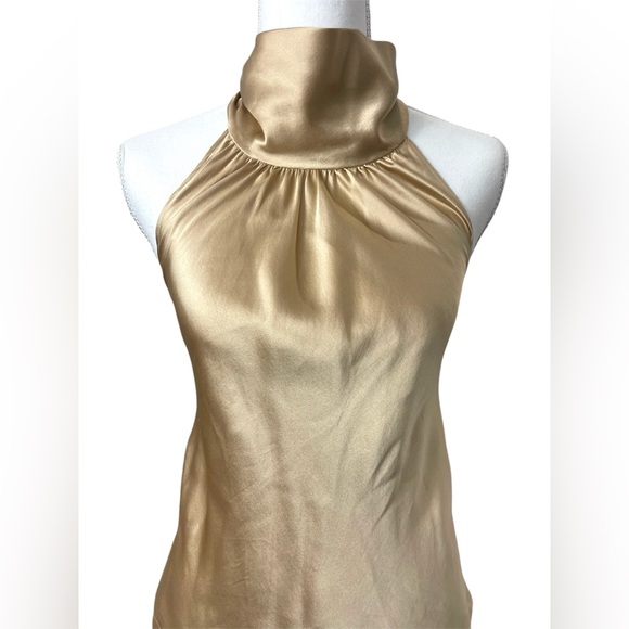 St. John Tan Champagne Satin Silk Sleeveless Halter Top Y2K 90’s Old Money XS - Picture 2 of 8